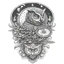 cosmic owl  tattoo design idea