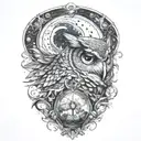 cosmic owl  tattoo design idea