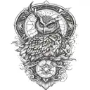 cosmic owl  tattoo design idea