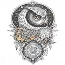 cosmic owl  tattoo design idea