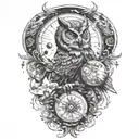 cosmic owl  tattoo design idea