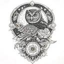 cosmic owl  tattoo design idea