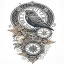 cosmic owl with moons and stars tattoo design idea