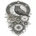cosmic owl with moons and stars tattoo design idea