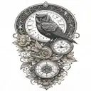 cosmic owl with moons and stars tattoo design idea