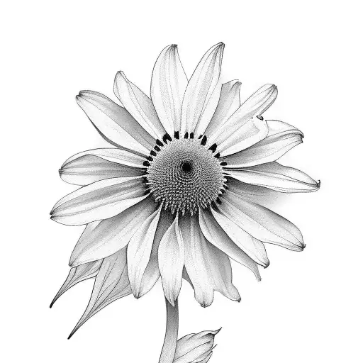 a coneflower, a marigold, and a daffodil tattoo design idea