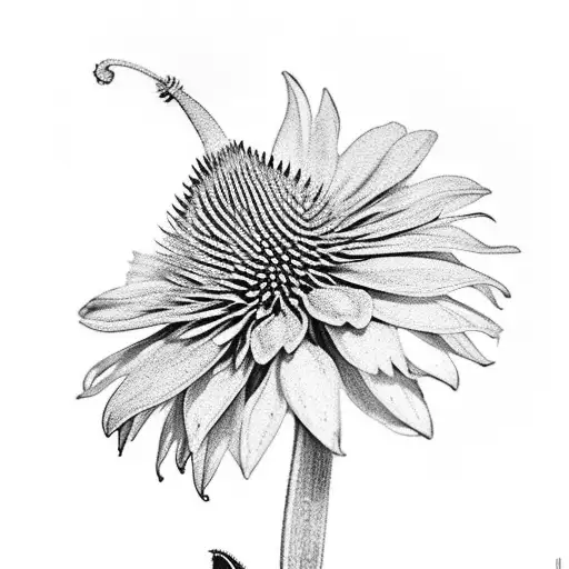 collage of a coneflower, a marigold, and a daffodil  tattoo design idea