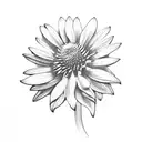 bouquet of a coneflower, a marigold, and a daffodil  tattoo design idea