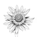 bouquet of a coneflower, a marigold, and a daffodil  tattoo design idea