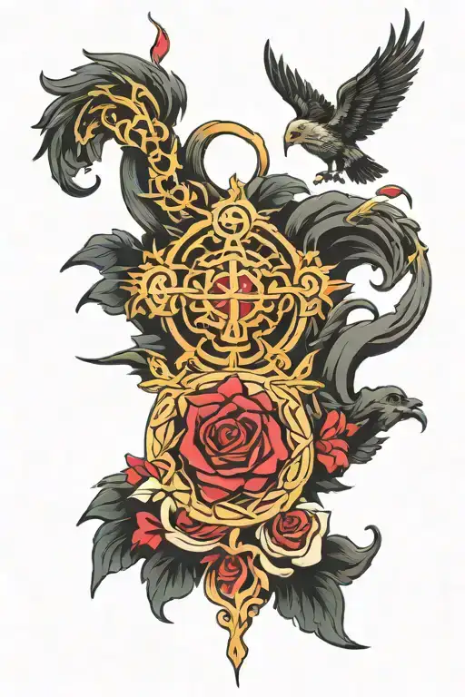 religious symbols representing tattoo design idea