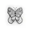 bear paw with butterfly as pad of paw tattoo design idea