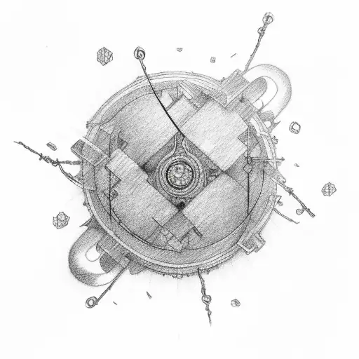 red thread of fate between hands and sakura pedals tattoo design idea