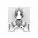 red thread of fate with hands and sakura pedals tattoo design idea