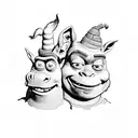 Shrek and donkey, Rick and Morty, Cars tattoo design idea