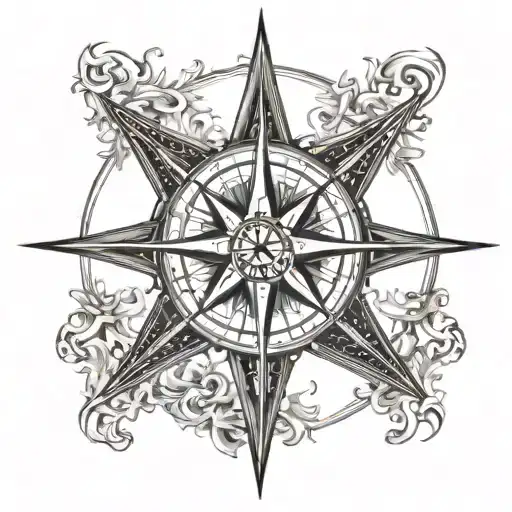 compass rose 8 point star tattoo design idea