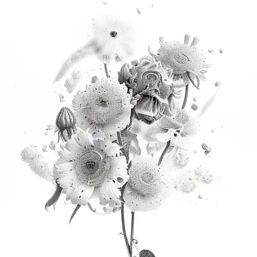 April, December, March and May birth flower tattoo design idea