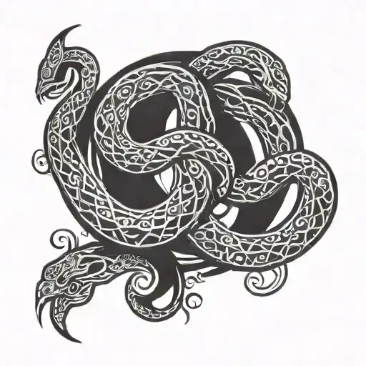 tribal circle ouroboros snake eating its own tail elbow tattoo with hollow middle tattoo design idea