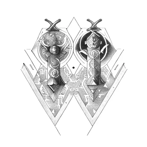 Gemini symbol old English font tattoo design idea