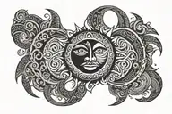 nordic maori design sun moon surrounded tattoo design idea