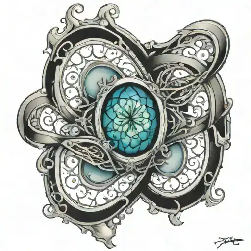 infinity being shatter like glass window tattoo design idea