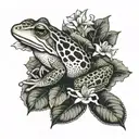 frog with Lilly pads and English ivy half sleeve tattoo design idea