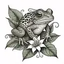 frog with Lilly pads and English ivy half sleeve tattoo design idea