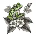 frog with Lilly pads and English ivy half sleeve tattoo design idea