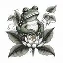 frog with Lilly pads and English ivy half sleeve tattoo design idea