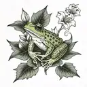 frog with Lilly pads and English ivy half sleeve tattoo design idea