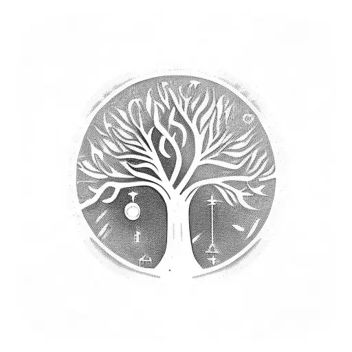 cancer leo mixed soulmates love and tree tattoo design idea