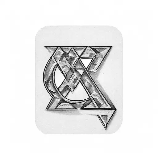 initials in geomatric shape; V P D tattoo design idea