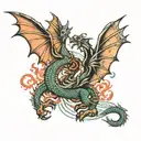 two Dragon flying tattoo design idea