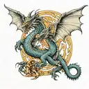 two Dragon flying tattoo design idea