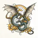 two Dragon flying tattoo design idea