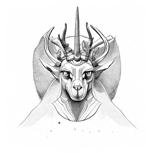 Anubis antlers tattoo design idea