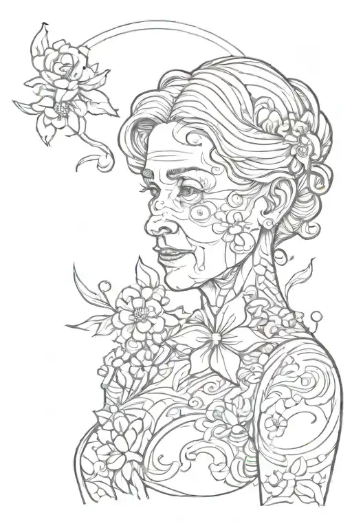 breast cancer and grandma tattoo design idea