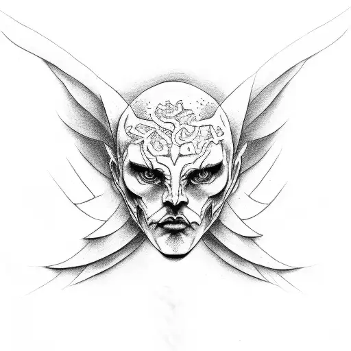 half angel and halv demon  tattoo design idea