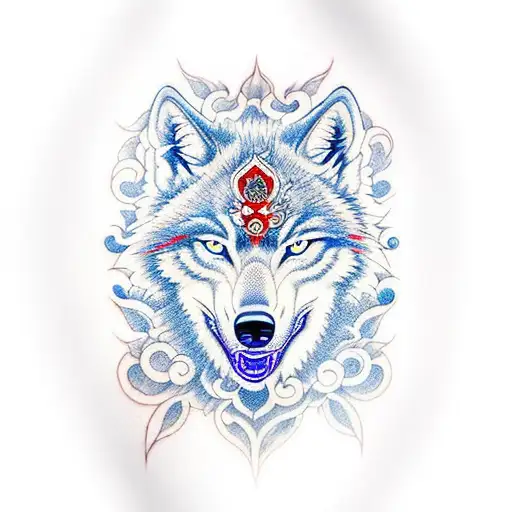 full of hand cool and unique full of hand tattoo including one angry blue eyes wolf. tattoo design idea