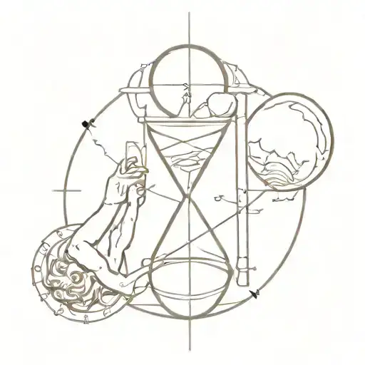 broken hour glass and atlas holding the world tattoo design idea