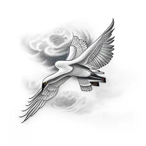 Flying stork tattoo design idea