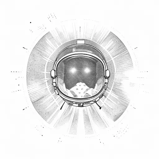 astronaut helmet with a reflection of a supernova  tattoo design idea
