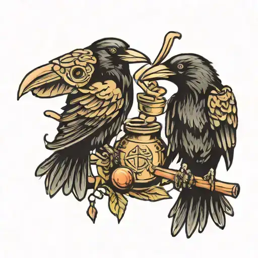 crows with grenades tattoo design idea
