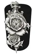 rose with a clock with Roman numerals and baseball bats  tattoo design idea