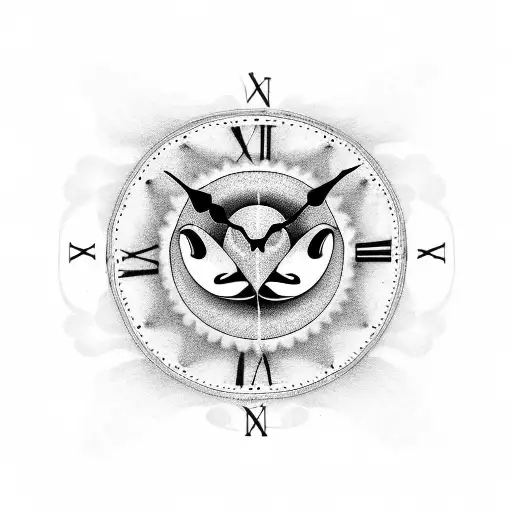 orca whale moon roses clock female dancer  tattoo design idea