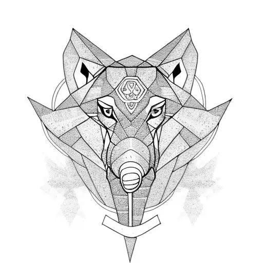 wolf  elephant with Olympic rings tattoo design idea