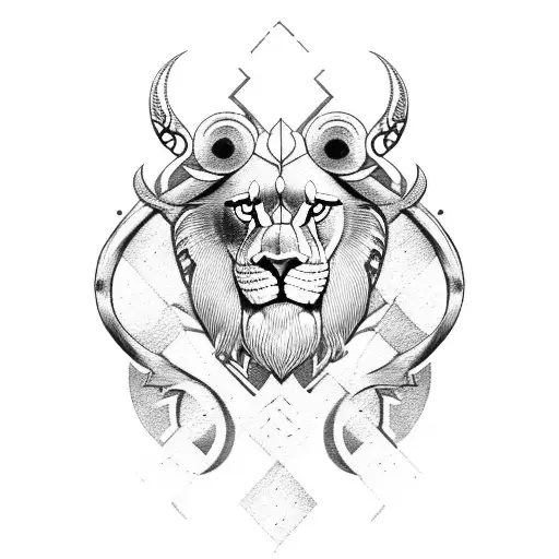 a viking boat with a white lion's head tattoo design idea