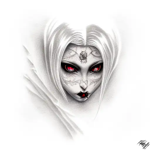 Vampire girl, rose, artistically, mysterious vampire girl  tattoo design idea