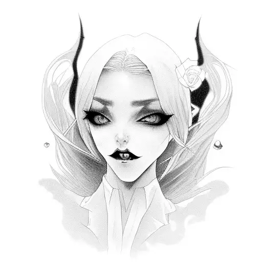 Vampire, girl, rose, artistically, mysterious vampire girl  tattoo design idea