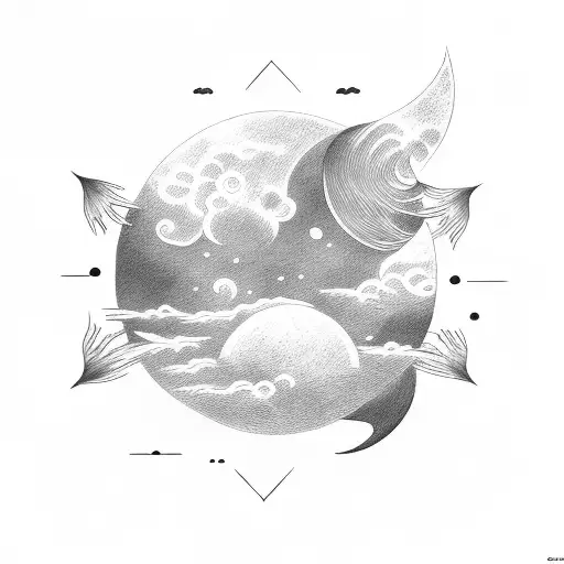 haitai, cloud, moon tattoo design idea