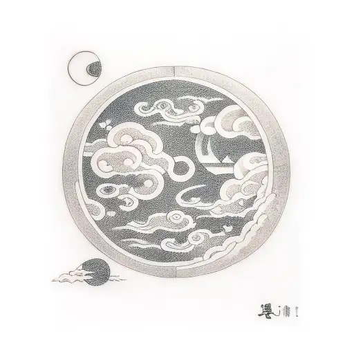 haitai, cloud, moon tattoo design idea